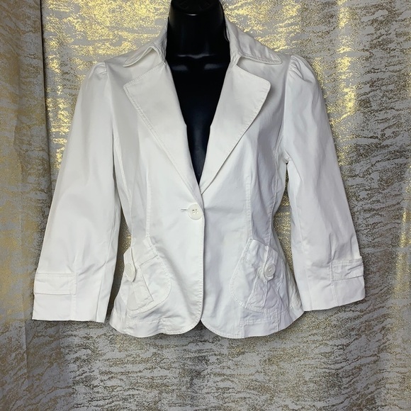 ESPRIT White Cotton Blend Women’s Blazer/Jacket Size US 2 - Picture 2 of 12